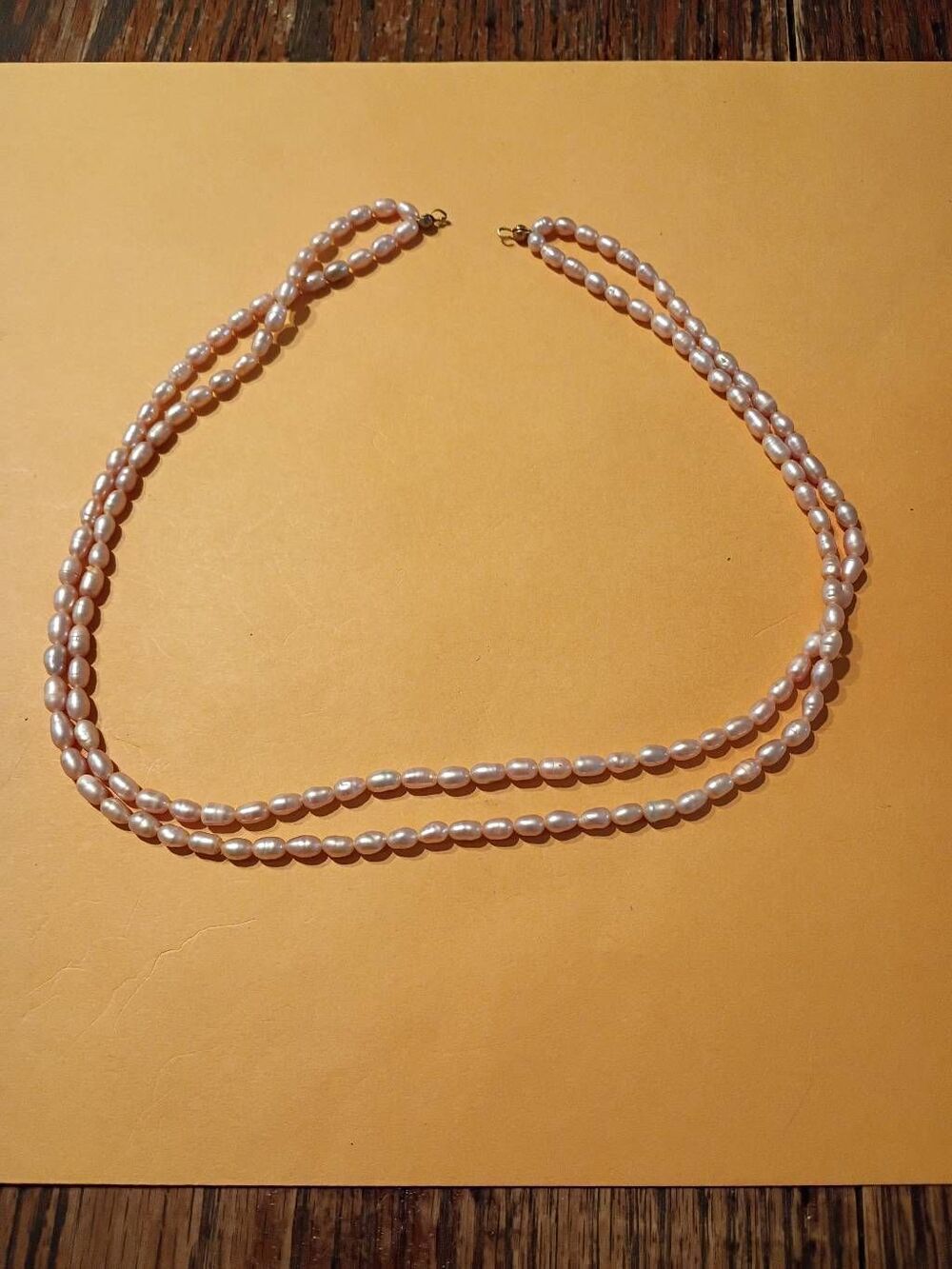Vintage Pink Freshwater Rice Pearl Necklace 34" Opera Single Strand AS IS Repair